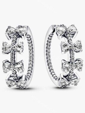 Pandora Sparkling Bow Row Hoop Earrings